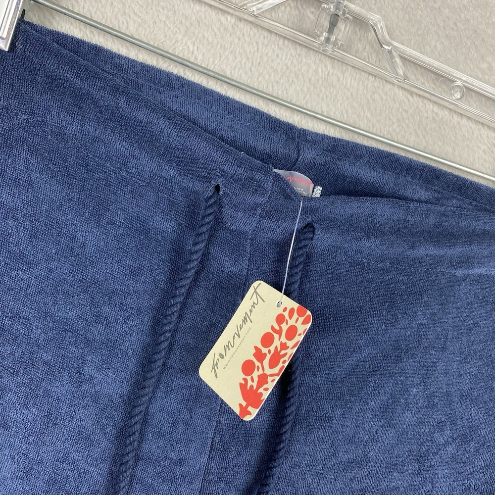 NWT Free People Movement Wide Leg Cropped Terry Lounge Pants Womens Blue S Beach - Picture 2 of 10